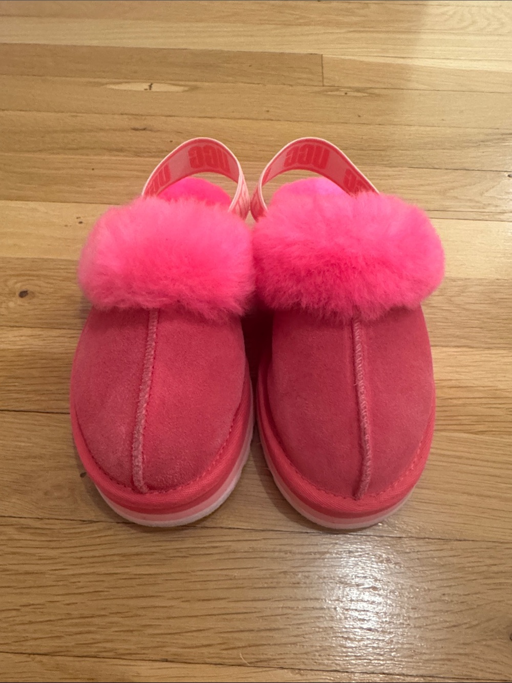 UGG Hot Pink Shearling Backstrap Clogs